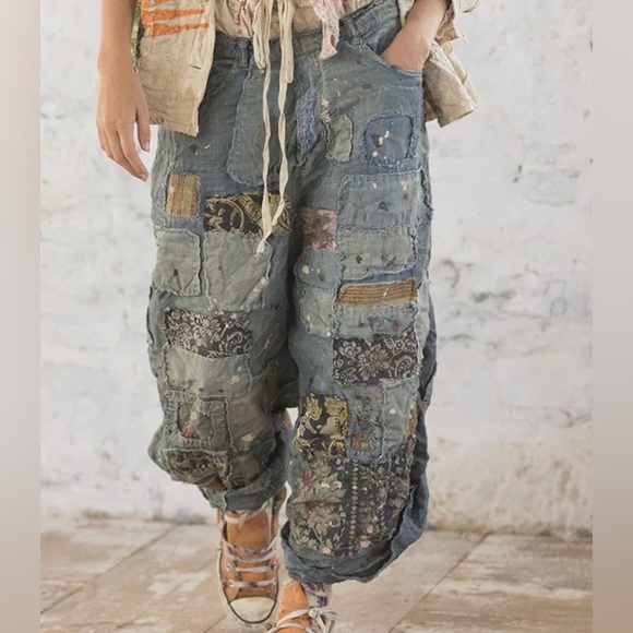 Magnolia Pearl Denim - Magnolia Pearl Dani Blues Denim Patched Jeans